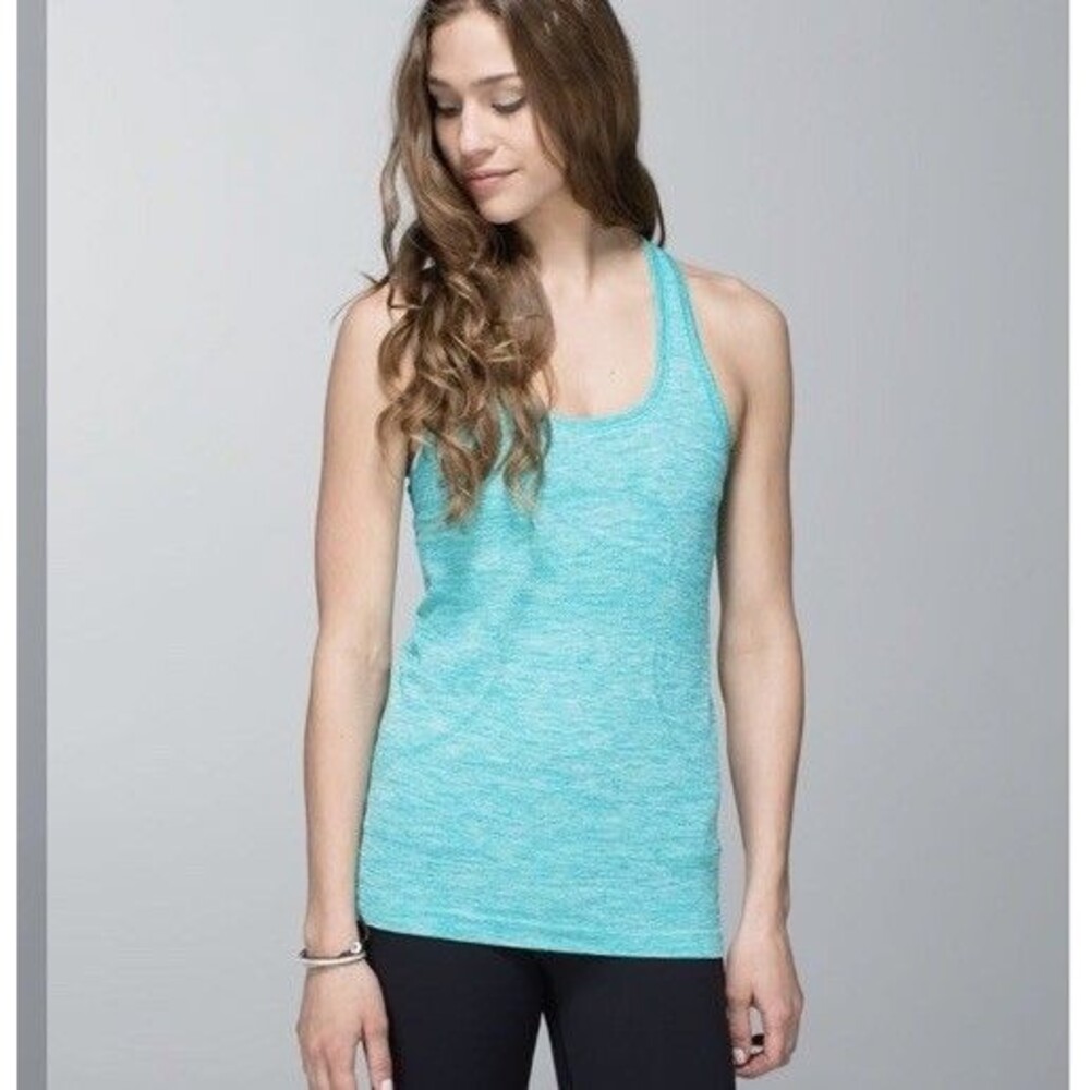 Lululemon Size 10 Swiftly Tank Top Heathered Teal Blue